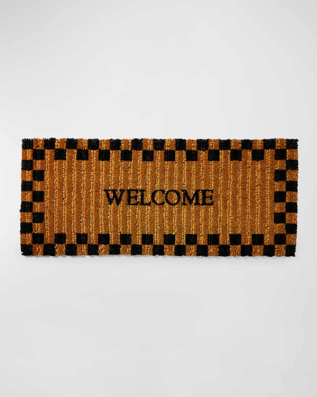 Welcome Checked Double Door Entrance Mat, 2' x 5'